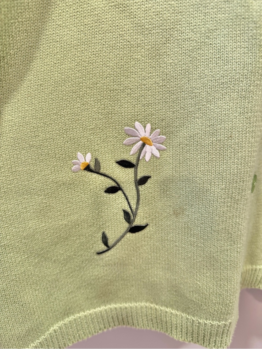 VINTAGE LAS OLAS Cottagecore Daisy Flower Knit Cardigan Sweater, Small - Picture 3 of 6